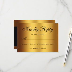 Calligraphy Guld, Luxury Black Gräns Bröllop OSA Kort