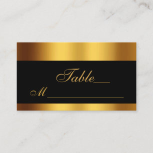 Calligraphy Guld, Luxury Black Gräns Bröllop Placeringskort