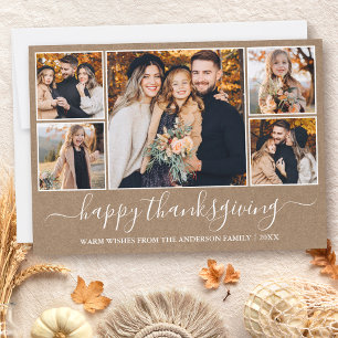 Calligraphy Happy thanksgiving Kraft 5 Photo Julkort