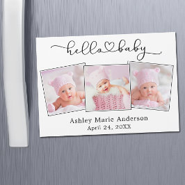 Calligraphy Heart 3 Photo Hej Baby Magnet Card