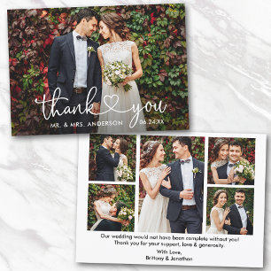Calligraphy Heart Bröllop 6 Photos Bride Groom Tack Kort