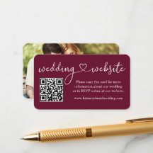 Calligraphy Heart Bröllop Webben QR Photo Burgundy