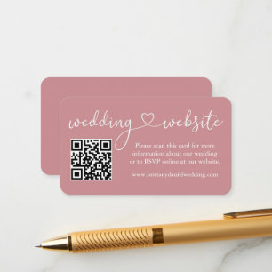 Calligraphy Heart Bröllop webbplats QR Dusty Ro Tilläggskort