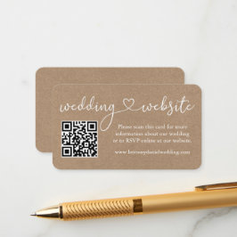 Calligraphy Heart Bröllop webbplats QR Kraft Tilläggskort