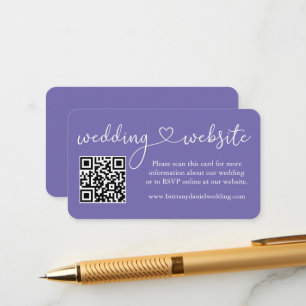 Calligraphy Heart Bröllop webbplats QR Periwinkle Tilläggskort