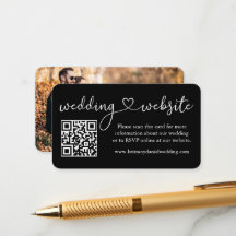 Calligraphy Heart Bröllop webbplats QR Photo Black