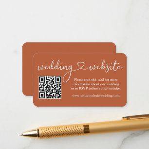Calligraphy Heart Bröllop webbplats QR Terracotta Tilläggskort