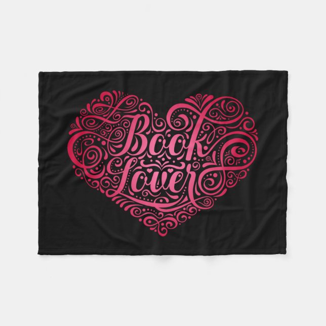 Calligraphy Heart for Readers, Writers, bok Älskar Fleecefilt (Framsidan (Horisontell))