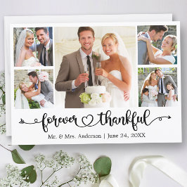 Calligraphy Heart Forever Thankful 5 Photo Wedding Tack Kort