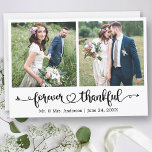 Calligraphy Heart Forever Thanko 2 Photo Bröllop Tack Kort<br><div class="desc">Modern minimalistisk enkel Calligraphy-skript Heart for Thankful Bröllop Bride and Groom 2 Photo Tack you Card</div>