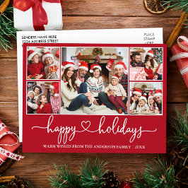 Calligraphy Heart Glad helg 5 Photo Red Vykort