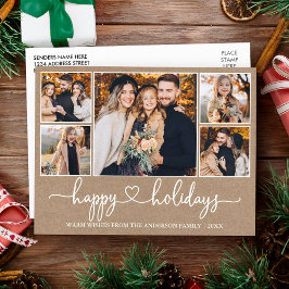 Calligraphy Heart Glad helg Kraft 5 Photo Vykort