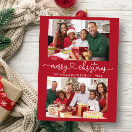 Calligraphy Heart God jul Red 2 Photo Vykort