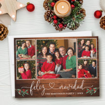 Calligraphy Heart Holly Wood Feliz Navidad