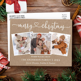 Calligraphy Heart jul Kraft 3 Photo Vykort