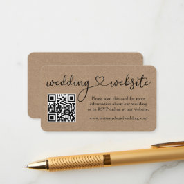 Calligraphy Heart Kraft Bröllop webbplats QR Tilläggskort