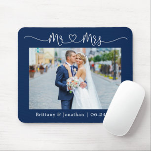 Calligraphy Heart Mr. Bröllop Navy Blue Musmatta
