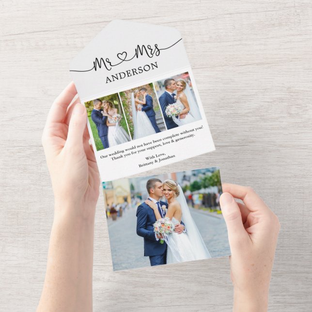 Calligraphy Heart Mrs. 4 Photo All in One Card (Avrivbar del)