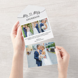 Calligraphy Heart Mrs. 4 Photo All in One Card