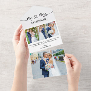 Calligraphy Heart Mrs. 4 Photo All in One Card