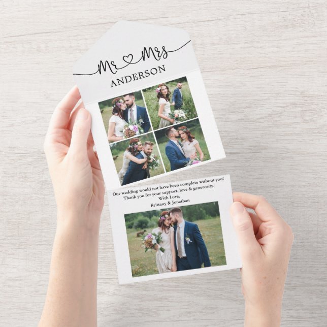 Calligraphy Heart, Mrs. 5 Photo All in One Card (Avrivbar del)