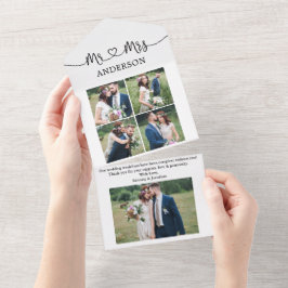 Calligraphy Heart, Mrs. 5 Photo All in One Card