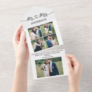 Calligraphy Heart, Mrs. 5 Photo All in One Card