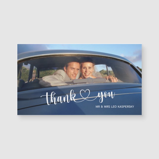 Calligraphy Heart Script Bröllop Photo Tack (Framsida)