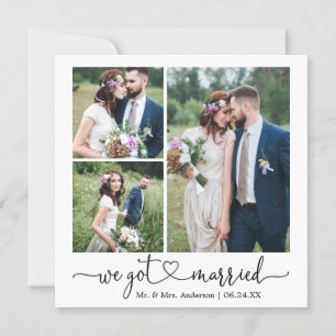 Calligraphy Heart Vi Har Married Bröllop 3 Photo Meddelande
