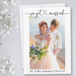 Calligraphy Heart Vi Har Married Photo Bröllop Meddelande