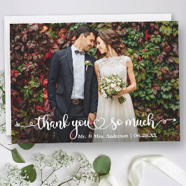 Calligraphy Heart Wedding Photo Tack Kort