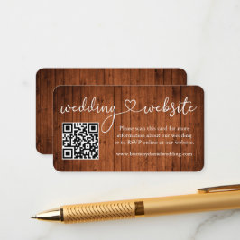 Calligraphy Heart Wood Bröllop webbplats QR Tilläggskort