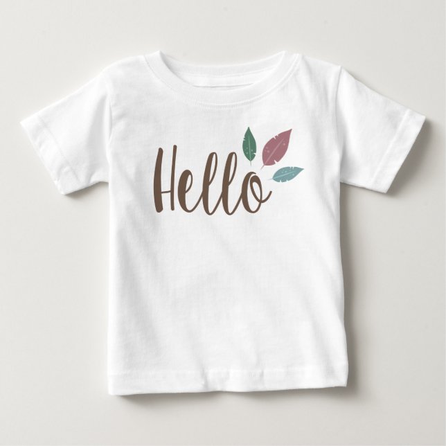 Calligraphy hej boho-fjädrar t shirt (Framsida)