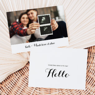 Calligraphy Hej Photo Baby annons Card Tack Kort