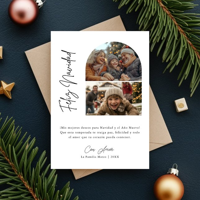 Calligraphy Hispanic Photo Feliz Navidad jul Julkort (Skapare uppladdad)