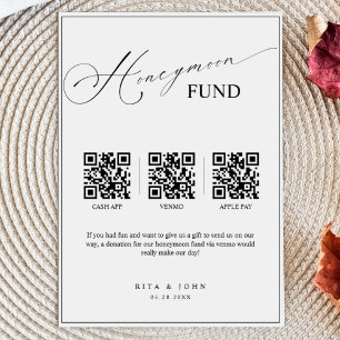 Calligraphy Honeymoon Fund Pengarar QR Code Bröllo Poster