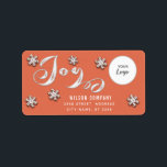 Calligraphy Joy snowfakes Corporate logotyp Helgda Adressetikett<br><div class="desc">Kalligrafi med snöflingor vattenfärgsdesign för företagets logotyp. Sofistikerad och konstnärlig sammansättning av färg. Ett modernt,  unikt grafiskt konstverk som skapats för dig. Du kan anpassa den här produkten genom att lägga till ditt eget namn-smeknamn eller monogram eller genom att ändra text. Perfekter för unika utformningar i älskare.</div>