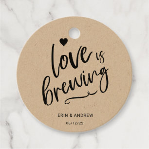 Calligraphy Kärlek är Brewing Bröllop Gåvor Etiketter
