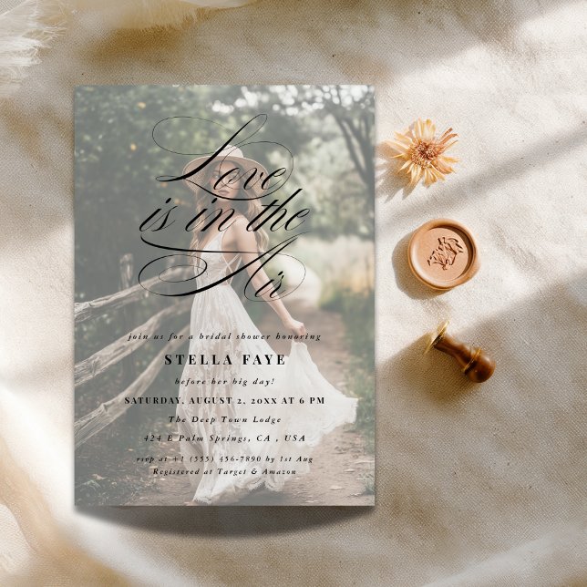 Calligraphy Kärlek är i Luft Möhippa Photo Inbjudningar (Skapare uppladdad)