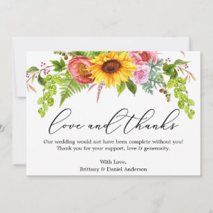 Calligraphy Kärlek Blommigt  av solrossolja Tack Kort