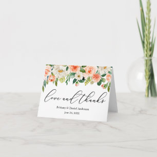Calligraphy Kärlek, Blommigt Coral White Note Tack Kort