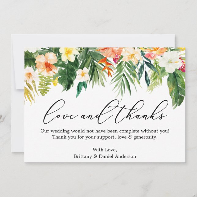 Calligraphy Kärlek Blommigt, tack vare Tropical Co Kort (Framsida)