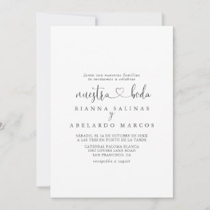 Calligraphy Kärlek Finare-skript Nuestra Boda Bröl Inbjudningar