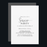 Calligraphy Kärlek Finare-skript Surprise Party Inbjudningar<br><div class="desc">Den här kalligrafin kärlek finare-manuset är en perfekt för en modern födelsedag,  pension eller något överraskande party. Den enkla och elegant designen har skripttypografi av klassisk och finare i svart och grått.</div>