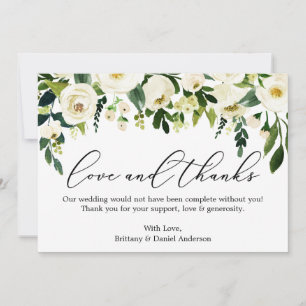 Calligraphy Kärlek Grönt  Watercolor Blommigt Tack Kort