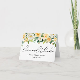 Calligraphy Kärlek Gult White Blommigt Note Tack Kort