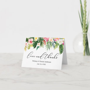 Calligraphy Kärlek Rosa tack Tropical Blommigt Not Kort