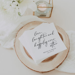 Calligraphy Kärlek skrattar och lyckligtvis allt e Pappersservett