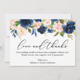 Calligraphy Kärlek Tack Classic Blue Rosa Blommigt