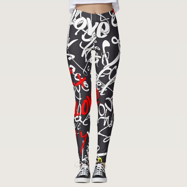 Calligraphy Kärlek Yoga Leggings (Framsida)